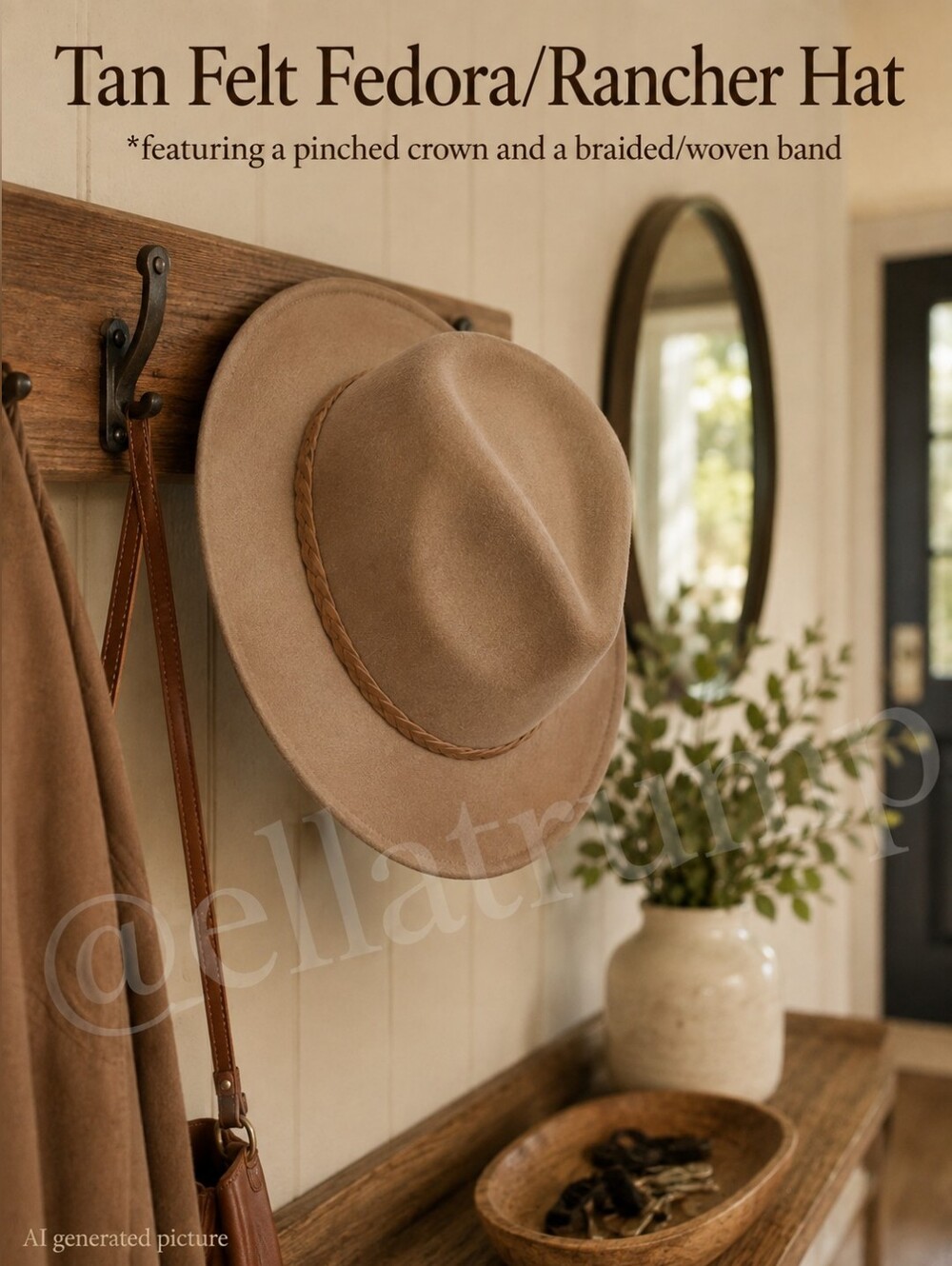 Tan Felt Fedora/Rancher Hat NWOT